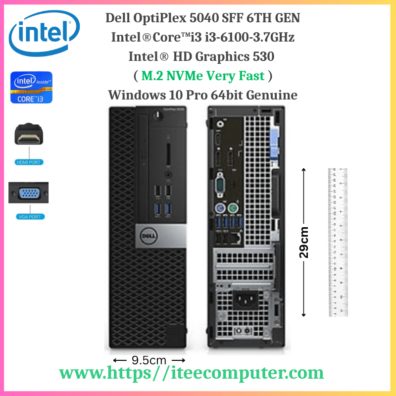 DELL OPTIPLEX 5040 SFF | Intel Core i3-6100 CPU @ 3.70 GHz | 8GB RAM DDR3L | H.DD 500GB | WINDOWS 10 PRO