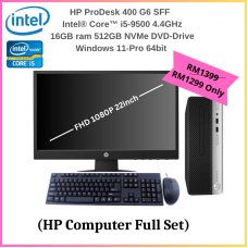 HP ProDesk 400 G6 SFF Intel® Core™ i5-9500 4.4GHz 16GB ram 512GB NVMe DVD-Drive Windows 11-Pro 64bit