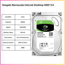 Seagate Barracuda Green 500GB Internal Desktop HDD"3.5 Cache 32MB 1 Month Warranty