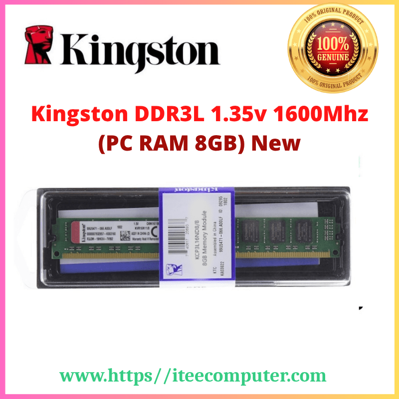 Kingston DDR3L 1.35v 1600Mhz (PC RAM 8GB) New