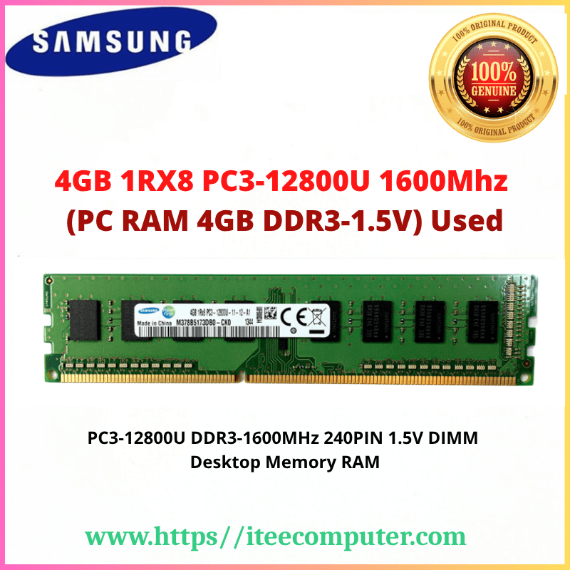 Samsung DDR3-PC3-12800u 1600Mhz (PC Ram 4GB) Used